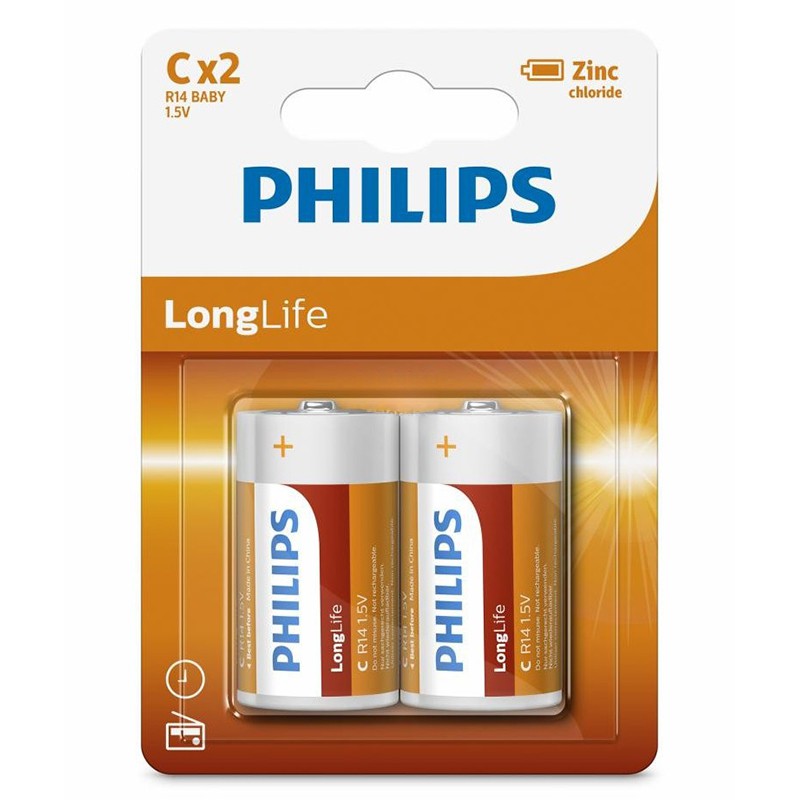 Baterie Longlife R14 C Blister 2 Buc Philips - imagine 2