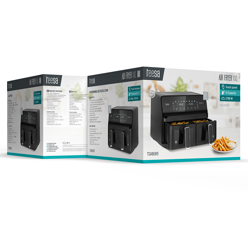 Friteuza Dubla Airfryer 8l 2700w Teesa Air Fryer Dual - imagine 8