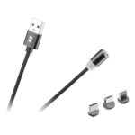 Cablu Usb Magnetic 3 In 1 100cm Negru Rebel